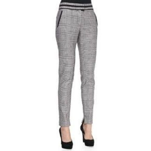 NWT - VERONICA BEARD White, Gray, and Black Glen Plaid "Cigarette" Pants - 6 - Picture 1 of 11